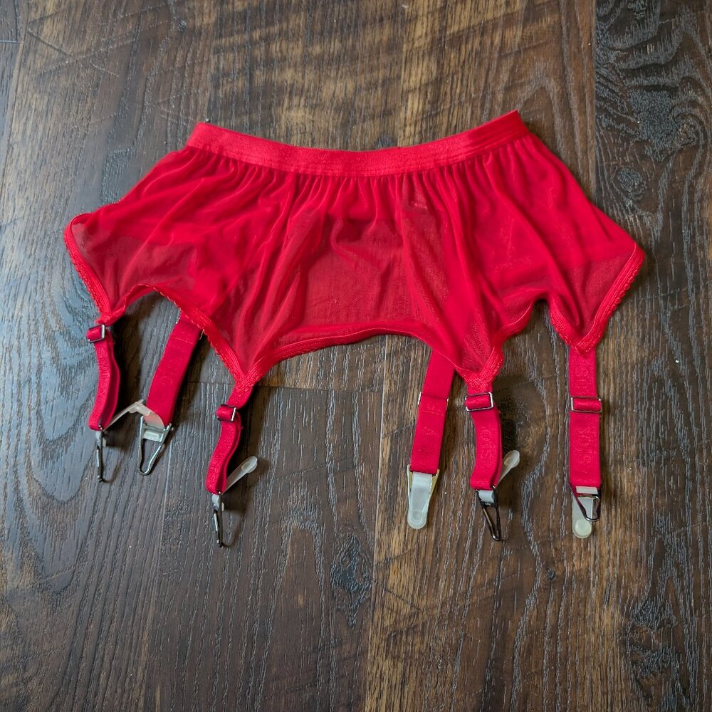 Sofsy Cindy-Rose Mesh Garter Belt with 6 Straps
